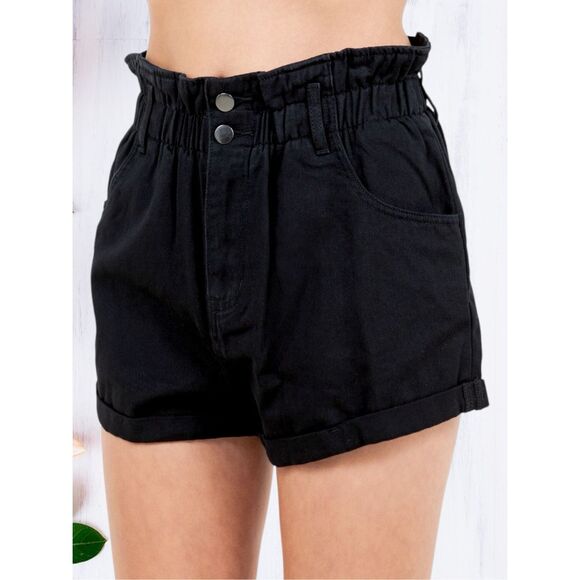 American Bazi Pants - American Bazi Black High Rise Paper Bag Shorts Size Large NWT